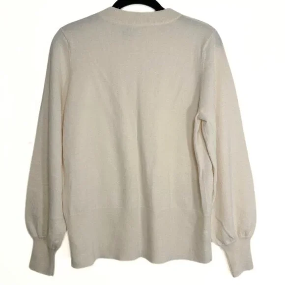 Sundance Women’s Sweater Bridgette Wool Blend Embroidered Floral Cream Large - Picture 2 of 6